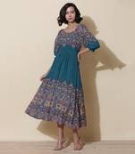 Teal Printed Maxi Dress