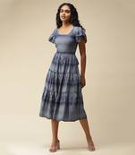 Blue Printed Maxi Dress by LABEL