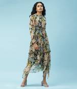 Black Floral Printed Maxi Dress by LABEL