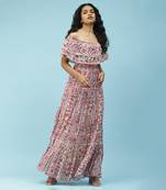 Ecru Floral Printed Maxi Dress by LABEL