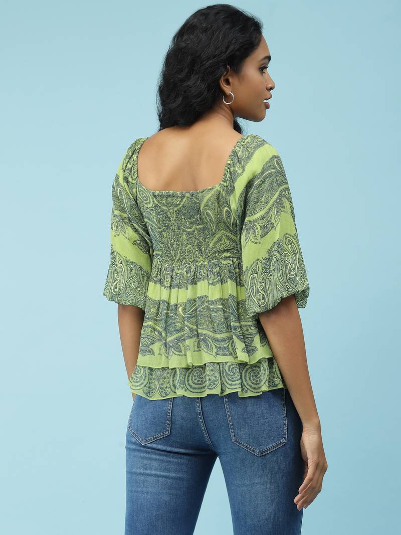 Green Printed Top