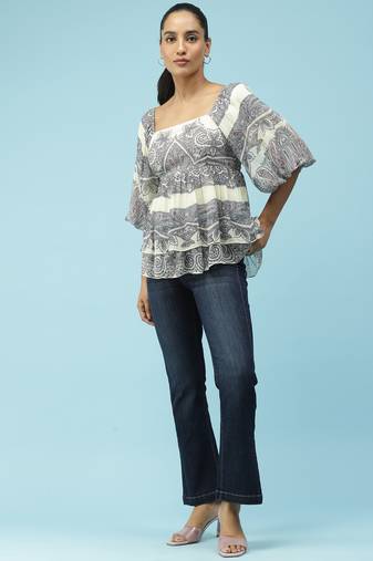 Ecru Printed Top