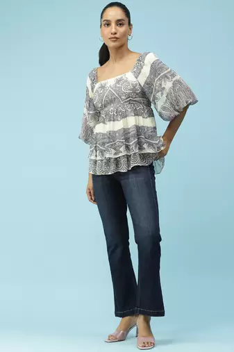 Ecru Printed Top