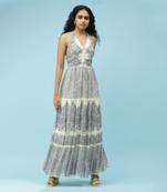Ecru Printed Maxi Dress by LABEL