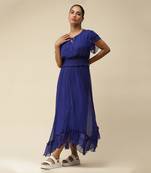 Electric Blue Smocked Maxi Dress by LABEL