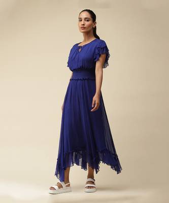 Electric Blue Smocked Maxi Dress by LABEL 2