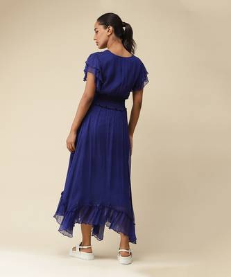 Electric Blue Smocked Maxi Dress by LABEL 3