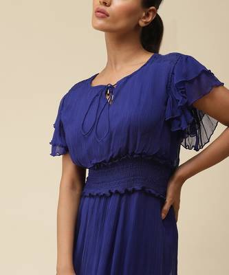 Electric Blue Smocked Maxi Dress by LABEL 5