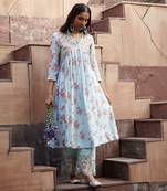 Gulab Ivory And Maroon Cotton Kurta-Sets