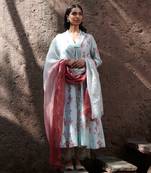 Gulab Pale Blue With Onion Pink Kurta-Sets