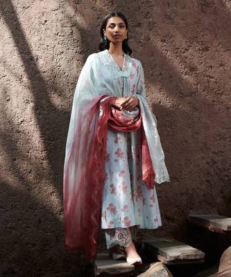 Gulab Pale Blue With Onion Pink Kurta-Sets 7