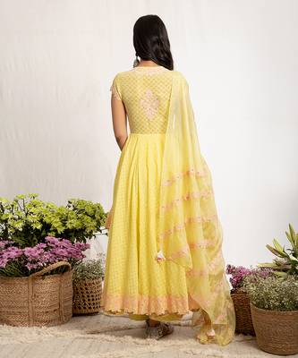Yellow Kinnari Anarkali Set 5
