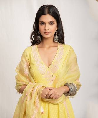 Yellow Kinnari Anarkali Set 6