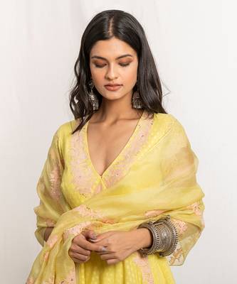 Yellow Kinnari Anarkali Set 7