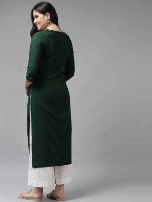 Green embroidered rayon kurtas-and-kurtis 3