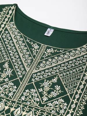 Green embroidered rayon kurtas-and-kurtis 4