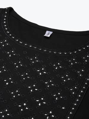 Black embroidered rayon kurtas-and-kurtis 4