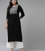 Black embroidered rayon kurtas-and-kurtis