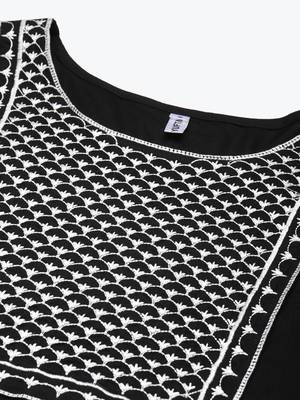 Black embroidered rayon kurtas-and-kurtis 4