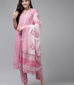 Pink printed cotton ethnic-kurtis