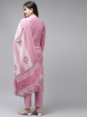 Pink printed cotton ethnic-kurtis 3