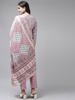 Pink printed cotton ethnic-kurtis 3