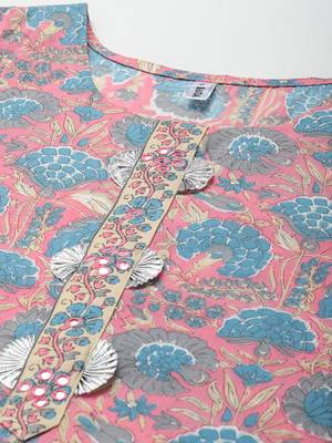 Pink printed cotton ethnic-kurtis 4