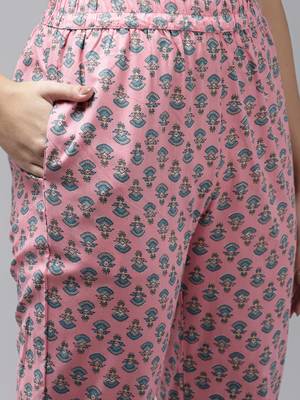 Pink printed cotton ethnic-kurtis 5