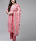 Pink printed cotton ethnic-kurtis