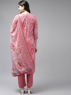 Pink printed cotton ethnic-kurtis 3