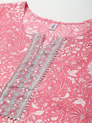 Pink printed cotton ethnic-kurtis 4