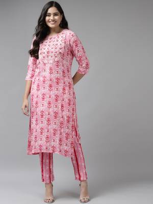 Pink printed rayon ethnic-kurtis 1