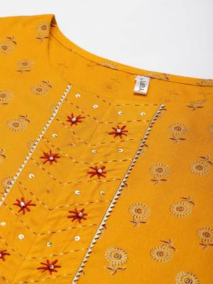 Mustard printed rayon ethnic-kurtis 4