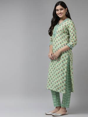 Green printed cotton ethnic-kurtis 2