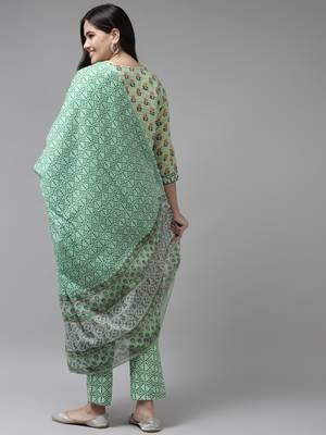Green printed cotton ethnic-kurtis 3