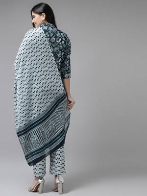 Navy-blue printed cotton ethnic-kurtis 3