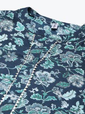 Navy-blue printed cotton ethnic-kurtis 4