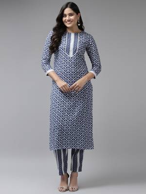 Blue printed rayon ethnic-kurtis 1