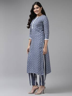Blue printed rayon ethnic-kurtis 2