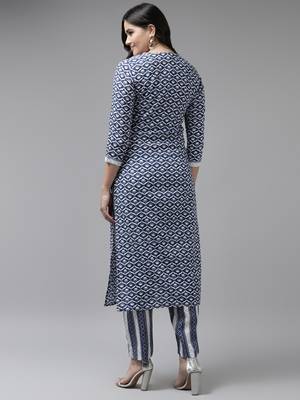 Blue printed rayon ethnic-kurtis 3