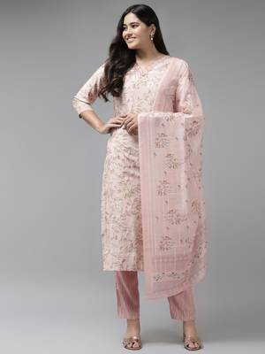 Pink printed silk ethnic-kurtis 1