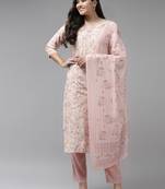 Pink printed silk ethnic-kurtis