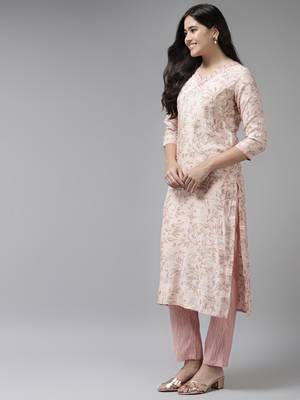 Pink printed silk ethnic-kurtis 2