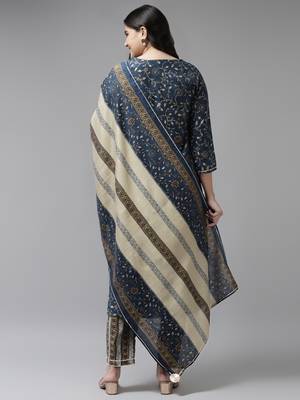Blue printed silk ethnic-kurtis 3