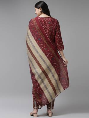 Maroon printed silk ethnic-kurtis 3