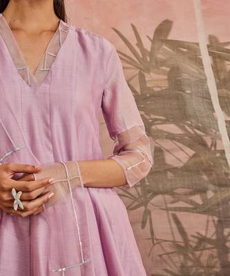 Sequin Lilac Anarkali- Set Of 3 5