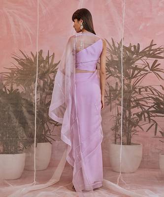 Sequin Organza Pre-Stitched Saree  6