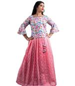 Shivangi Girls Pink Kota Zentangle Pattu Pavadai!!!