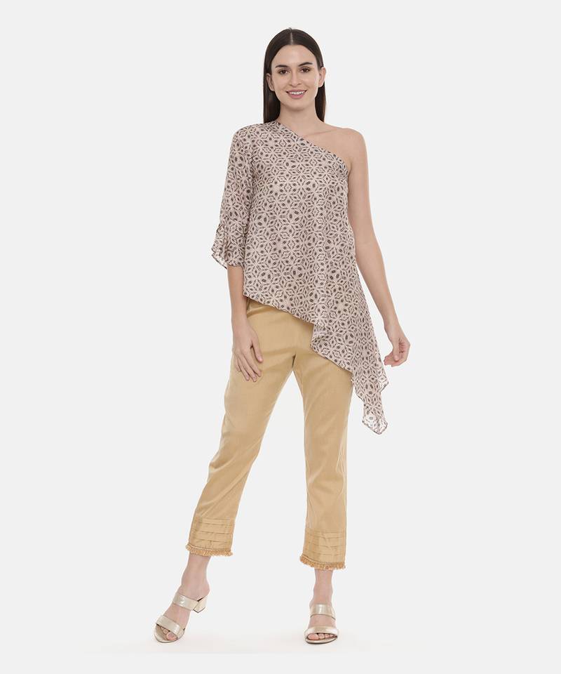 Gold Silk Tappered Pants