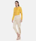 Beige Silk Tappered Pants
